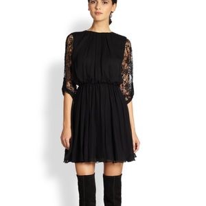 Alice & Olivia Black Dress with Lace Sleeves